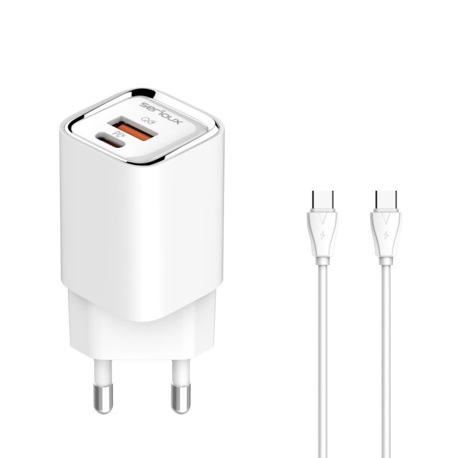 Incarcator retea Serioux 30W Quick Charge, Intrare AC100-240V~ 50/60Hz 0.7A Max, PD Ieșire: 5V-3A, 9V-3A, 12V-2.5A, 15V 2A, 20V=1.5A (30W), QC Ieșire: 5V-3A, 9V-2A, 12V=1.5A (18W), PD+QC=5V=3.6A, Total: 30W Max - Img 2