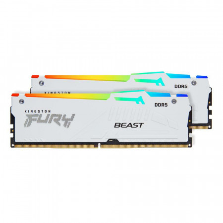 Memorie KINGSTON 32GB DDR5 6000MHz CL30 Dual Channel Kit FURY Beast RGB White