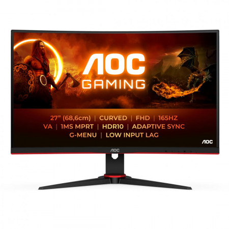 MONITOR AOC C27G2E/BK 27 inch, Panel Type: VA, Backlight: WLED, Resolution: 1920x1080, Aspect Ratio: 16:9, Refresh Rate:165Hz, Response time GtG: 4 ms, Brightness: 250 cd/m², Contrast (static): 4000:1, Contrast (dynamic): 80M:1, Viewing angle: 178/178,