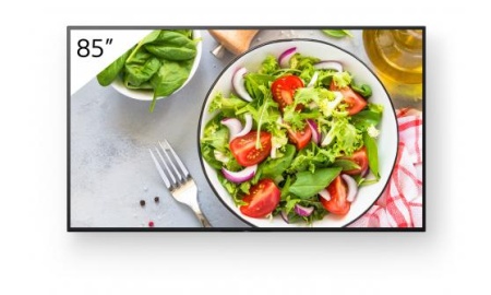 Monitor Signage Sony BZ35L, 85", UHD, 24/7, 550nit, panel VA, Direct LED, 15.9ms, contrast static 6000:1, contrast dinamic 400000:1, mătuire 2%, Android 10, stocare 32GB. Miracast, Chromecast built-in, AirPlay, Apple HomeKit, Google Play Store.