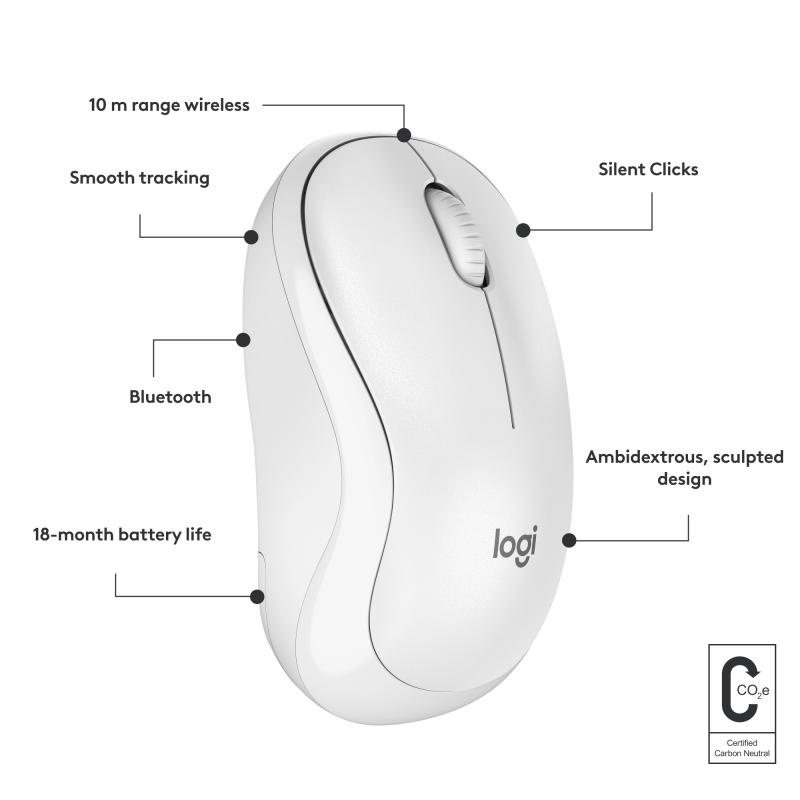 Mouse Logitech MK240 Silent Wireless, optic, interfata Bluetooth, rezolutie 1000 DPI, alb - Img 12