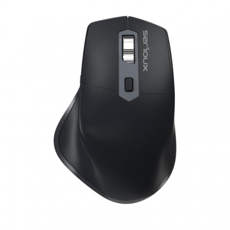 Mouse Serioux Apex 166 Wireless reincarcabil USB-C, Negru, senzor: Optic, DPI: 800/ 1200/1600/ 2400, conexiune: Dongle USB 2,4 GHz, banda de frecventa: 2,4 GHz, click silentios, design ergonomic, baterie integrată litiu de 500 mAh, cerințe OS: Win, Mac,