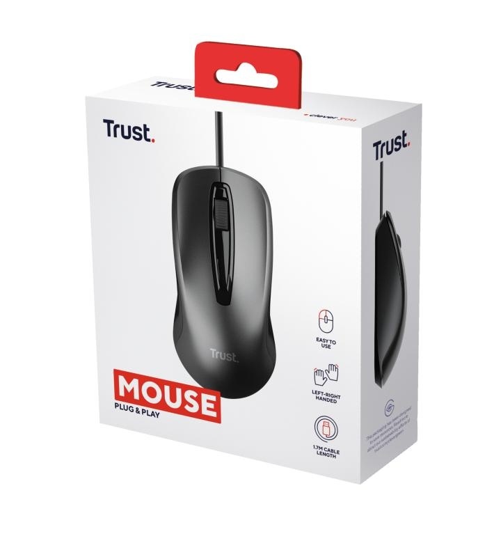 Mouse Trust cu fir, optic, rezolutie maxima 1200 DPI, negru - Img 9