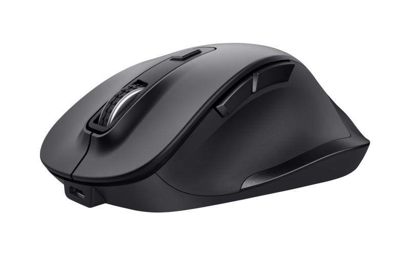 Mouse Trust Fyda ergonomic, reincarcabil, wireless RF 2.4GHz, USB2.0, 6 butoane, rezolutie 2400 DPI, negru - Img 6