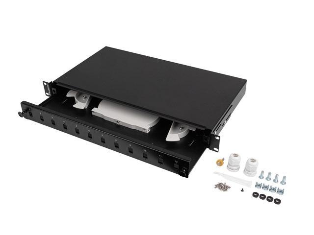 Patch panel fibră rack 19" 1U 12x SC simplex / 12x LC duplex, negru + accesorii - Img 4