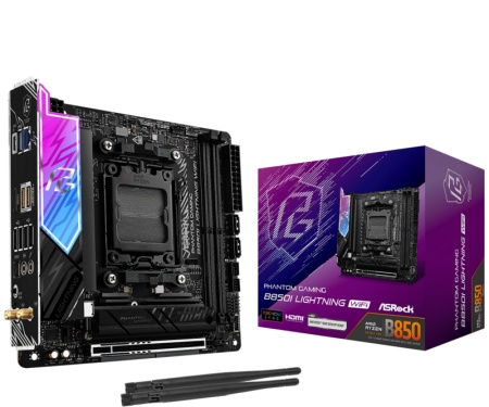 Placa de Baza ASROCK PHANTOM GAMING B850I LIGHTNING WIFI AM5, 2x DDR5, 1x HDMI 1x USB 3.2 Type-c, 1x PCIE 5.0 x16, 3x M.2, 2x SATA 6GB/s, Mini- ITX