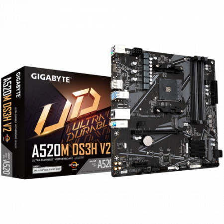 Placa de baza GIGABYTE A520M DS3H V2 AM4, 4x DDR4, 1x DP 1x HDMI, 1 PCIE x16 1x PCIE x1, 1x M.2, 4x SATA 6gb/s