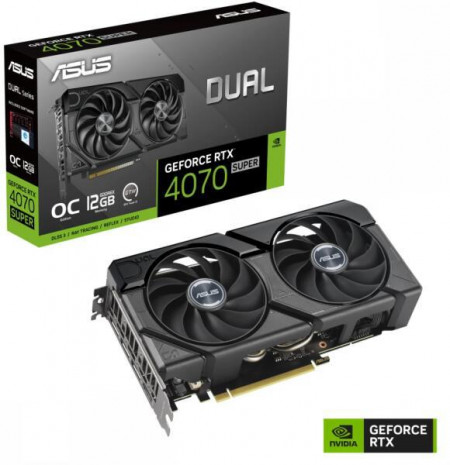 Placa Video ASUS DUAL GEFORCE RTX 4070 SUPER EVO OC 12GB GDDR6X 192 bit, PCIE 4.0, 1x HDMI 3x DP