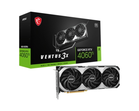 Placa Video MSI GEFORCE RTX 4060 TI VENTUS 3X E 8G OC GDDR6 128 bit, PCIE 4.0, 3x DP 1x HDMI