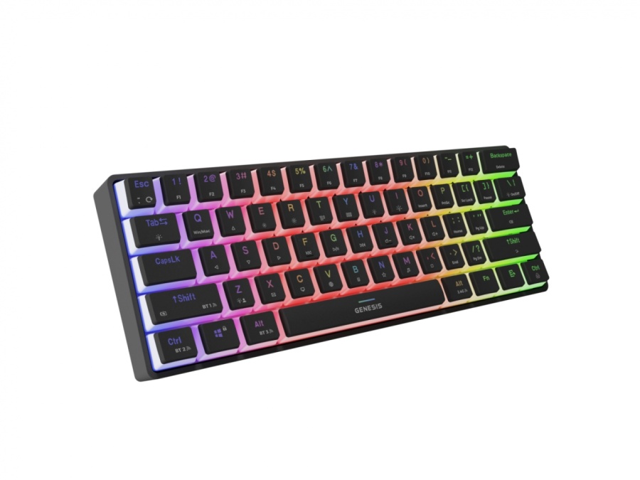 Tastatura gaming mecanica wireless Genesis Thor 660 G2 60% , iluminare RGB, switch-uri Brown, 61 taste, 13 butoane multimedia, negru - Img 7