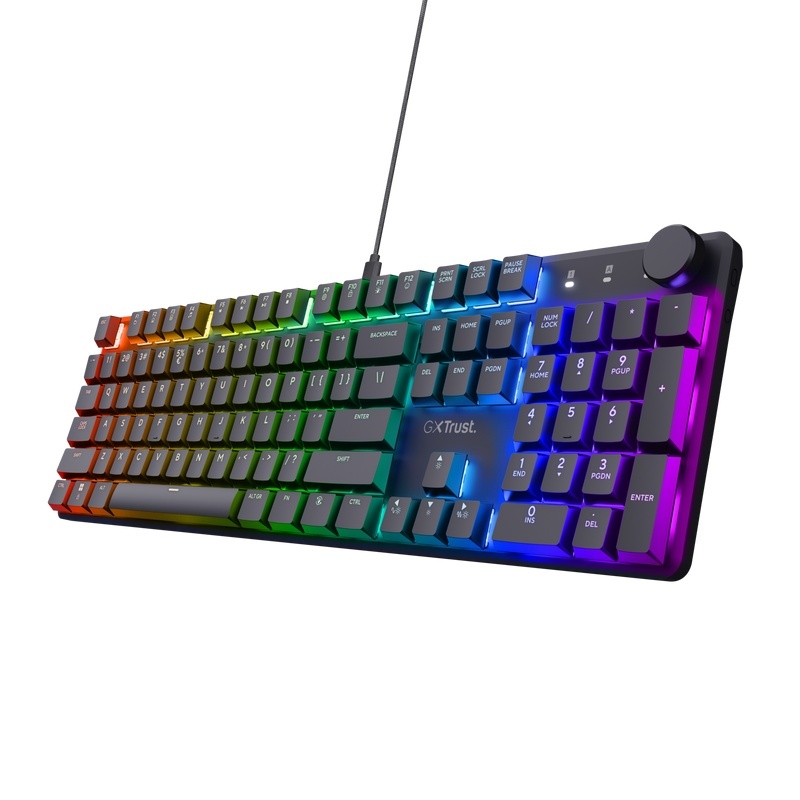 Tastatura mecanica Trust GXT 866 Torix cu fir, swtich linear, 104 butoane, full RGB, butoane programabile, tipuri de jocuri FPS, MMO, MOBA, RPG, RTS, negru - Img 4