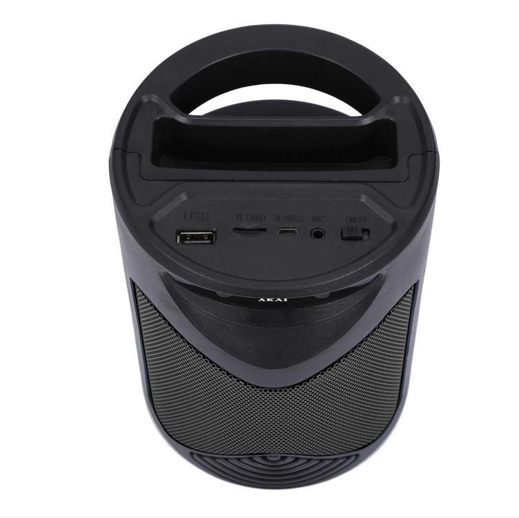 Boxa portabila Akai ABTS-704, Bluetooth 4.2, radio FM, 1x port USB pentru mp3 player, 1x slot card TF, lumini LED, baterie reincarcabila, 1x slot pentru microfon, timp de incarcare 2 ore, timp de folosire 1.5 ore la volum maxim - Img 3