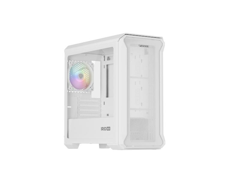 Carcasa GENESIS IRID 503 LITE Mini Tower ARGB ALB, Tempered Glass, Sloturi Expansiune 5, Drive Bays: 2x3.5" 3x2.5", Ventilatoare Suportate: 6 (spate: 1x120mm, fata: 3x120mm sau 2x140mm, sus: 2x120mm sau 2x140mm), Ventilatoare Incluse: 1 (spate: 1x120mm), - Img 3