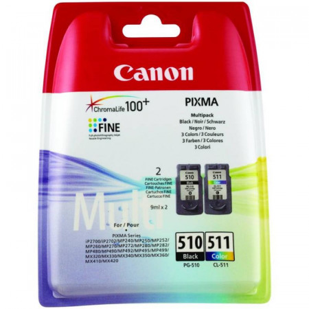 Cartus cerneala Canon PG-510 + Cl-511, multipack (black, color), pentru Canon Pixma IP2700, Pixma MP230, Pixma MP240, Pixma MP250, Pixma MP260, Pixma MP270, Pixma MP280, Pixma MP282, Pixma MP480, Pixma MP490, Pixma MP495, Pixma MX320, Pixma MX330, Pixma