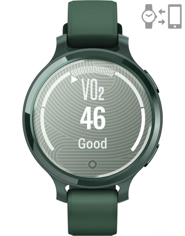 Ceas Garmin Lily 2 Active, display AMOLED, dimensiune afisaj 25,4 mm x 21,3 mm,rezolutie afisaj 240 x 201 pixeli, memorie 8GB, autonomie pana la 9 zile, rezistanta la apa pana la 5 ATM, greutate: 24,4g, ramă Jasper Green şi curea Jasper Green din silicon - Img 3
