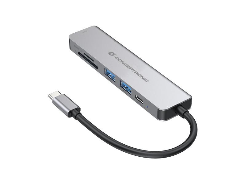 CONCEPTRONIC DONN02G 6-in-1 USB 3.2 Gen 1 Docking Station, USB 3.0 x 2, 60W USB PD, HDTV, SD, TF/MicroSD, 35.8 x 120 x 15 mm - Img 12