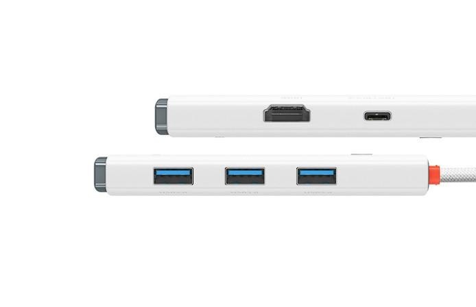 Docking Station Baseus Lite, conectare PC USB Type-C, USB 3.0 x 3, USB Type C x 1 PD 20V/5A, HDMI x 1/4K/30Hz, alb - Img 2