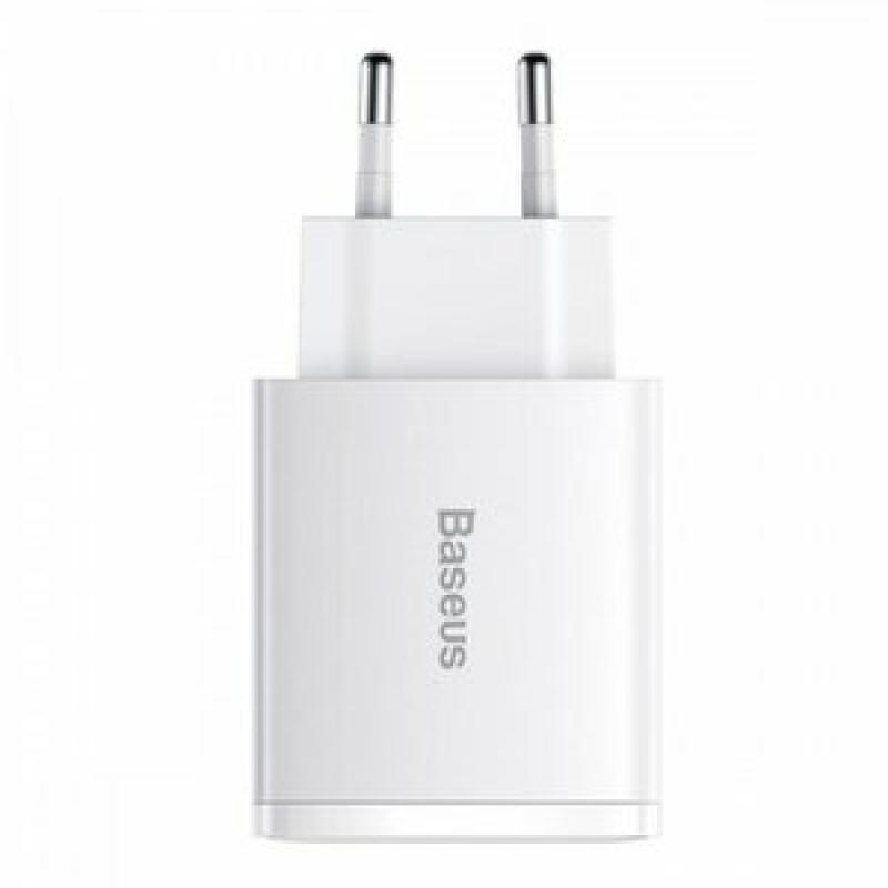 INCARCATOR retea Baseus Compact, Quick Charge 30W, 2 x USB 5V/3A, 1 x USB Type-C 5V/3A, alb - Img 5