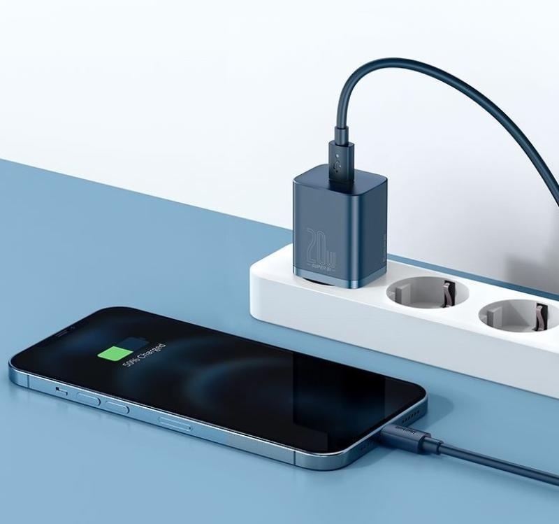 Incarcator retea Baseus Super Si, Quick Charge 20W, 1 x USB Type-C 5V/3A, albastru - Img 12