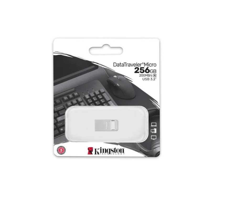 Memorie USB Flash Drive Kingston 256GB Data Traveler Micro, USB 3.2 Gen1, Metalic - Img 3