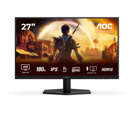 Monitor AOC 27" Q27G42XE, Diagonal (inch): 27, Diagonal (cm): 69, Aspect ratio: 16:9, Panel: Fast IPS, Resolution: 2560x1440, Refresh Rate: 180Hz, Response time GtG: 1ms, Response time MPRT: 0.5ms, Brightness (max): 300 cd/m², Contrast (static) : 1000:1,