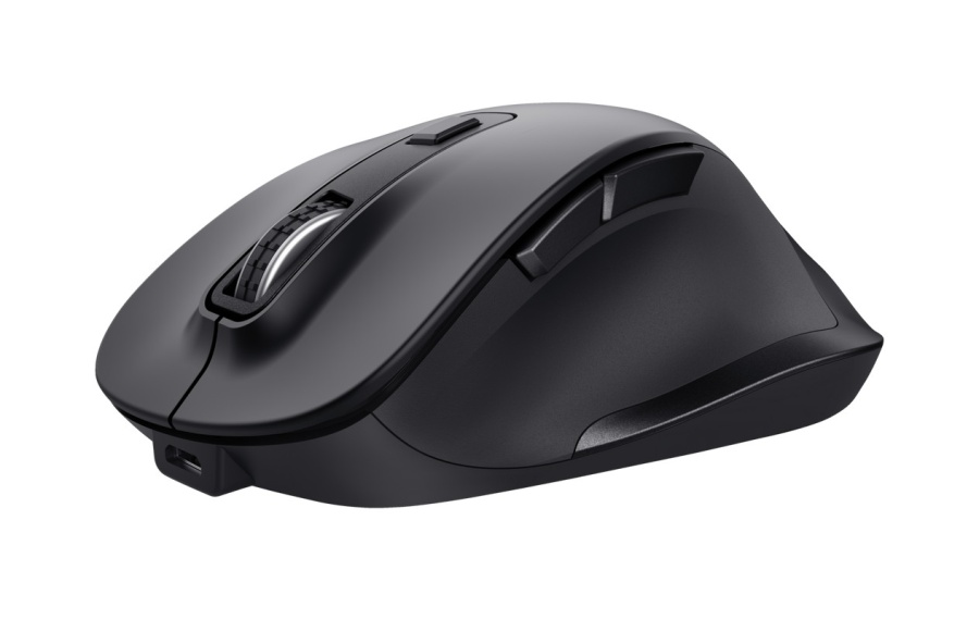 Mouse Trust Fyda ergonomic, reincarcabil, wireless RF 2.4GHz, USB2.0, 6 butoane, rezolutie 2400 DPI, negru - Img 2