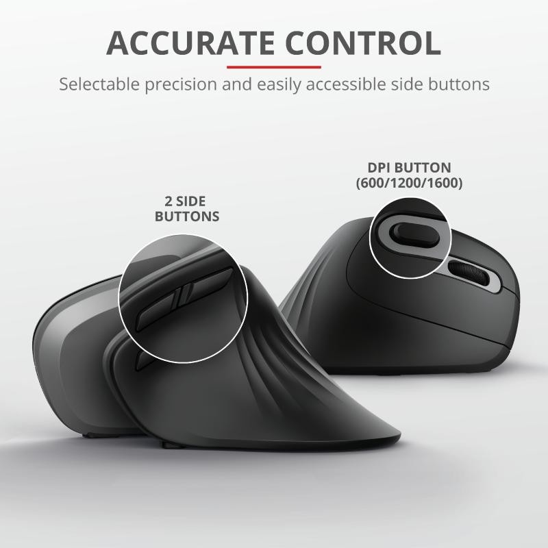 Mouse Trust Verro Ergonomic, Wireless, negru - Img 4