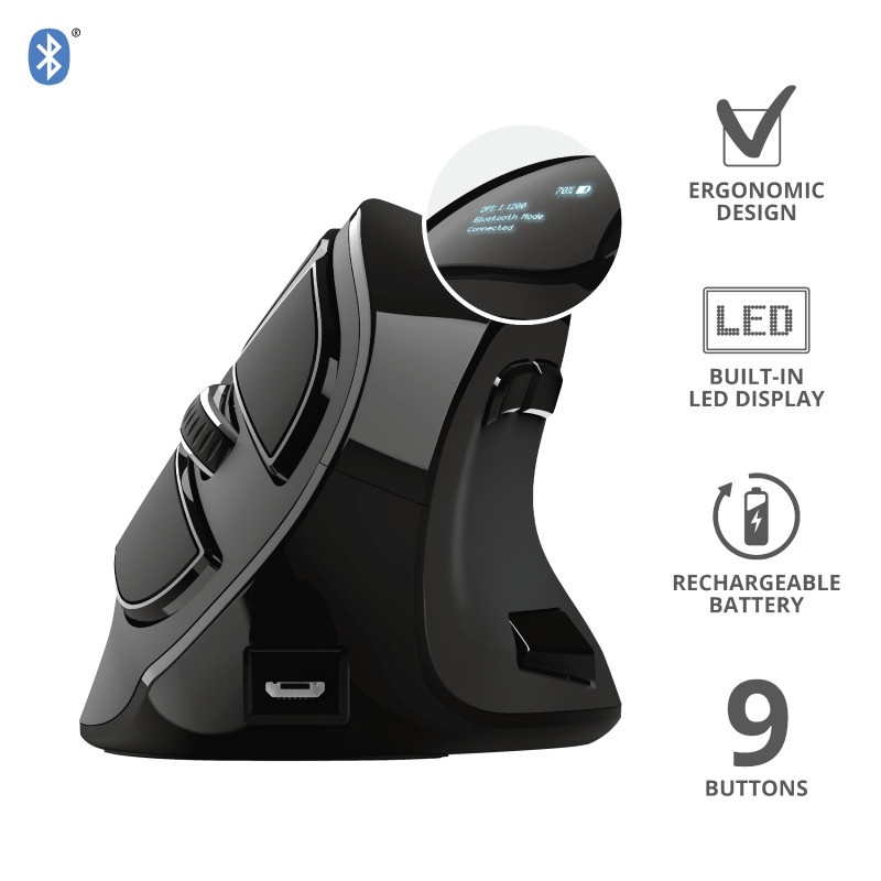 Mouse Trust Voxx, Rechargeable Ergonomic Wireless, negru - Img 5