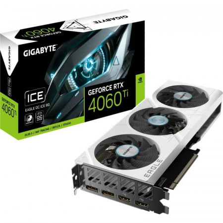 Placa Video GIGABYTE GEFORCE RTX 4060 TI EAGLE OC ICE 8GB GDDR6 128 bit, PCIE 4.0, 2x DP 2x HDMI