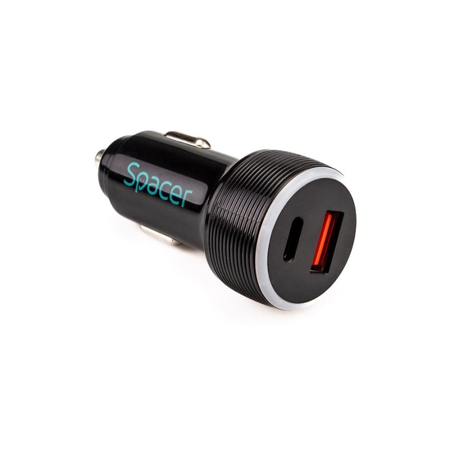 Alim. auto Spacer USB-A&amp;C 17W negru - Img 3