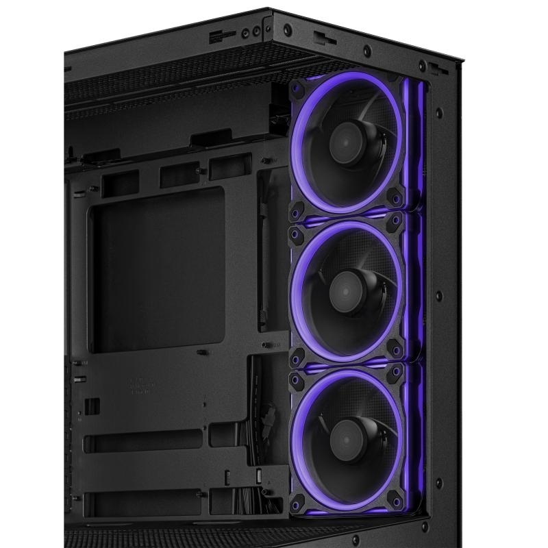 Carcasa ASUS A31 PLUS Mid Tower ARGB NEGRU, Tempered Glass, Sloturi Expansiune 7, Drive Bays: 2x3.5"/2.5", Ventilatoare Suportate: 7 (spate: 1x120mm sau 1x140mm, sus: 3x120mm sau 2x140mm, lateral: 3x120mm), Ventilatoare Incluse: 4 (spate: 1x120mm, - Img 9