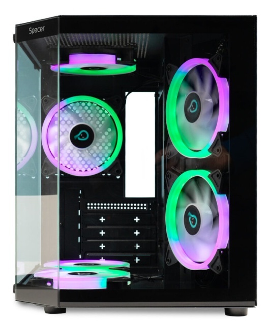 Carcasa Spacer Aquarium, mATX, ARGB fan, 6 x ARGB fan, Black - Img 2