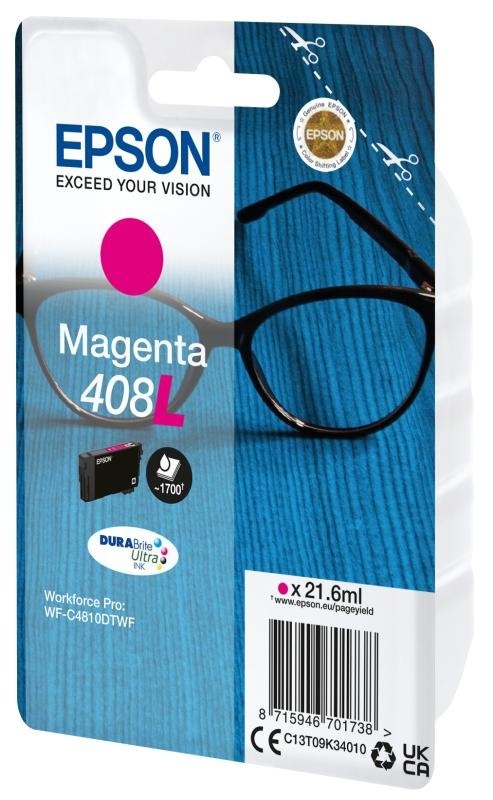 Cartus cerneala Epson 408L Ink Tank, DURABrite Ultra ink, Magenta, capacitate 21.6ml, 1.7k pagini, pentru WorkForce Pro WF-C4810DTWF. - Img 4