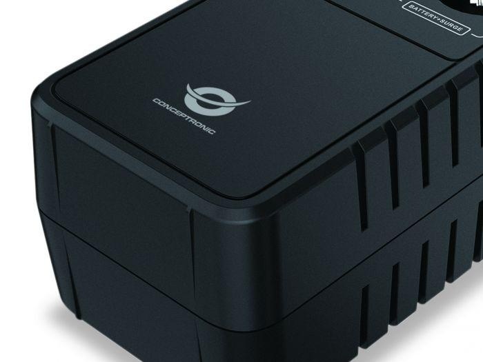 Conceptronic ZEUS05E 650VA 360W UPS, Schuko x 6 (3x surge protection 3x surge protection &amp; battery backup), RJ45 In/Out, AVR, 110 x 309 x 84 mm - Img 5