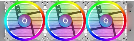 Cooler Procesor AQYRIS AQUARIUS 360 AIO ALB, marime radiator 360mm, 3 ventilatoare ARGB, Viteza ventilatoare 800-2400 RPM +/- 10%, Suport AMD: AM4, AM5 suport INTEL: LGA 20xx/115x/1200/1700, Airflow: 30-85 CFM, Nivel de zgomot pompa: 23dBA, Nivel de - Img 7