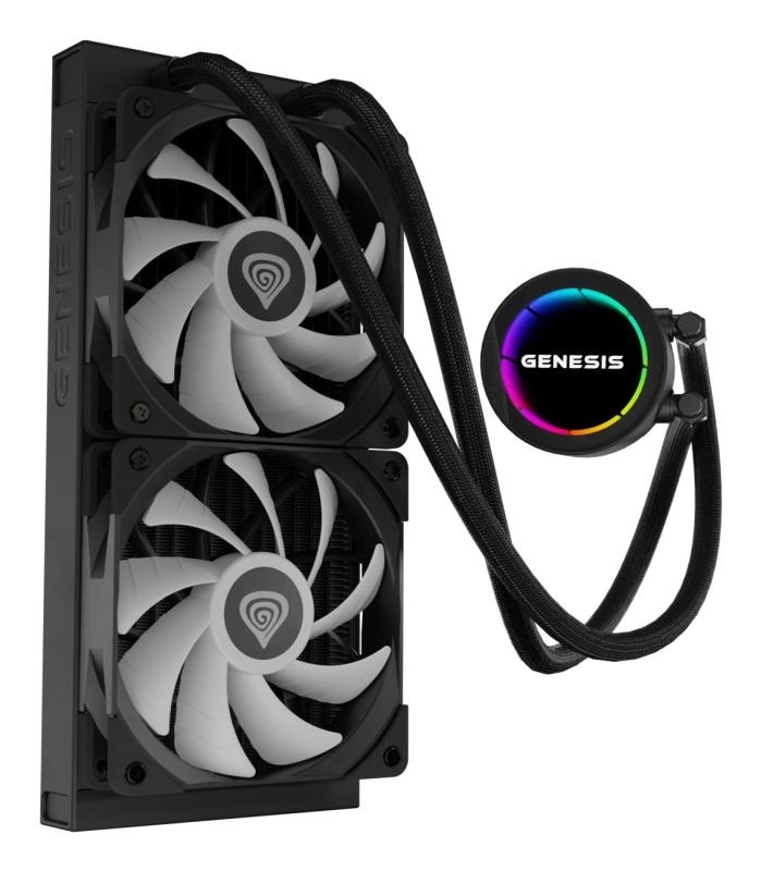 Cooler Procesor GENESIS HYDRIA 240 ARGB NEGRU, dimensiune radiator 276x120x27mm, 2 ventilatoare ARGB, Viteza ventilatoare: 500-1550 RPM, Airflow ventilatoare: 80 CFM, Suport AMD: AM4/AM5, suport INTEL: LGA 1151/1156/1150/1200/1700/1851 - Img 9