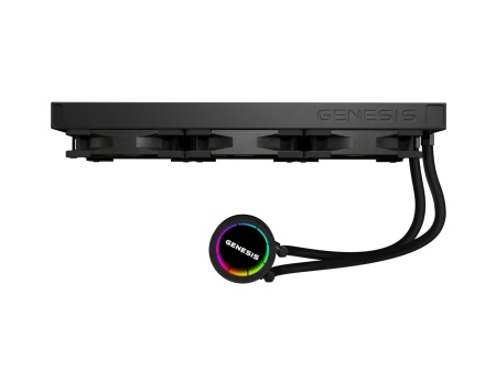 Cooler Procesor GENESIS HYDRIA 360 ARGB NEGRU, dimensiune radiator 397x120x27mm, 3 ventilatoare ARGB, Viteza ventilatoare: 500-1550 RPM, Airflow ventilatoare: 80 CFM, Suport AMD: AM4/AM5, suport INTEL: LGA 1151/1156/1150/1200/1700/1851 - Img 3