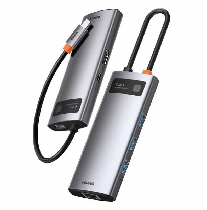 Docking Station Baseus Metal Gleam Series 5-in-1, conectare PC USB Type- C, USB 3.0 x 3, USB Type C x 1 PD 100W 5V / 9V / 14.5V / 20V 5A (Max.), HDMI x 1/4K/30Hz, gri - Img 5