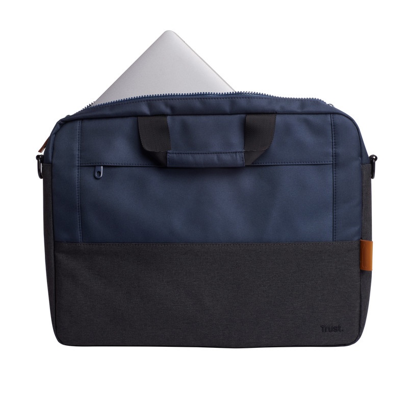 Geanta laptop Trust Lisboa, pentru laptopuri cu diagonala pana in 15.6",2 compartimente, material POM, RPET Polyester, RPET, volum 2.1 L, albastru - Img 3