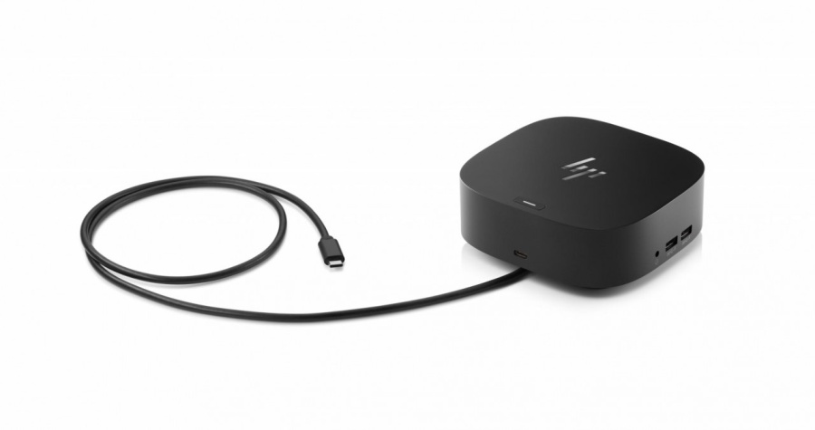 HP Essential Dock G5 Porturi: 1x USB-C power out 15W/ 4x USB-A 3.0/ 1x audio jack/2x DisplayPort 1.4/ 1x RJ-45/ 1xHDMI 2.0. Dimensiuni: 122 x 122 x 45 mm. Greutate: 0.68Kg. - Img 4