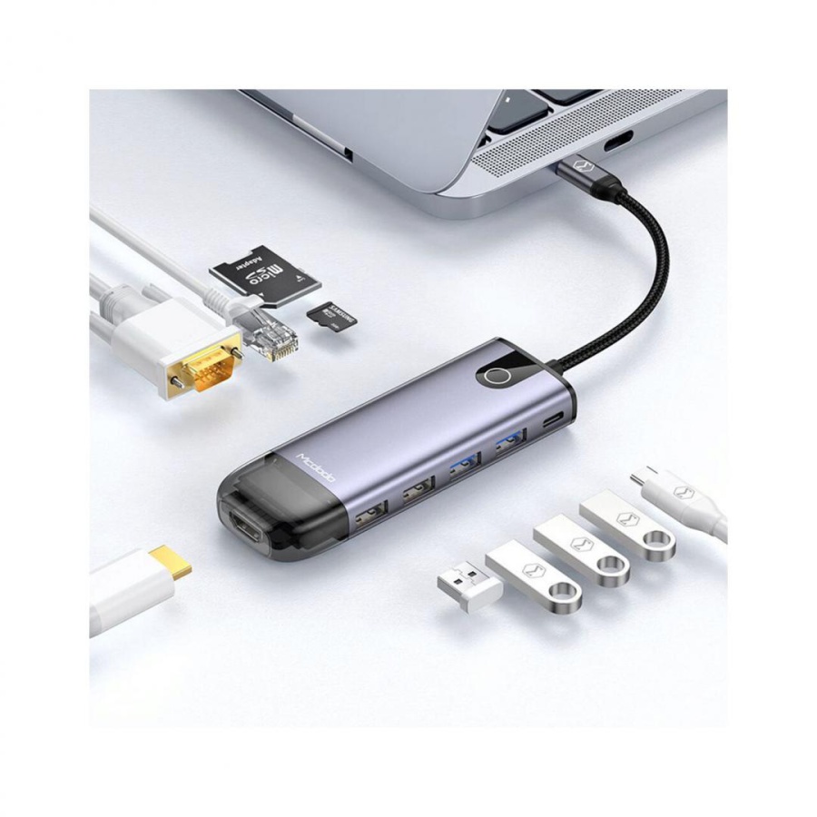 Hub USB MCDODO Multihub 10 in 1, USB-C, 10 porturi, HDMI, RJ-45, Gri - Img 2