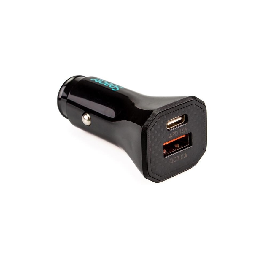 Incarcator auto Spacer Fast Charge 12W, 5V/2.4A max, putere 12W, 1 x USB + 1 x USB Type-C, pt. bricheta auto, negru - Img 3