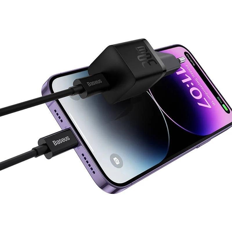 Incarcator retea Baseus, GaN5 Fast Charger 30W, 1 x USB Type-C 5V/3A, negru - Img 5
