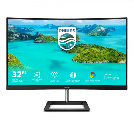 Monitor 31.5" PHILIPS 325E1C, Curved 1800R, WQHD 2560*1440, 75 Hz, VA ,WLED, 250 cd/mp, 16:9, 3000:1, Mega Infinity DCR, 4 ms, Anti-Glare, 3H,Haze 25%, 178/178, FreeSync, Low blue mode, flicker free, VGA, DP, HDMI,audio out, Kensington lock, VESA