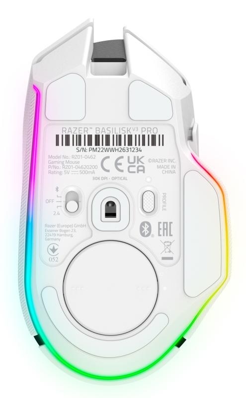 Mouse Razer cu fir Razer Basilisk V3 PRO, butoane programabile 10+1, Razer™ HyperScroll Tilt Wheel, 11 zone de iluminare Chroma RGB, alb - Img 11