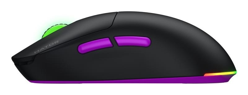 Mouse wireless Hator Quasar 3 ULTRA 8K, conectivitate 2.4GHz, bluetooth 5.4 si USB, polling rate pana la 8000Hz, senzor PixArt 3395, rezolutie maxima 30000 DPI, capacitate baterie 500 mAh, durata de viata baterie in modul wireless pana la 52 ore, timp - Img 4