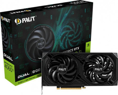 Placa video Palit GeForce RTX 4060 TI DUAL 8GB, 128bit, GDDR6, Boost Clock 2535 MHz, HDMI 2.1, DP1.4a x 3, PCI-E 4.0