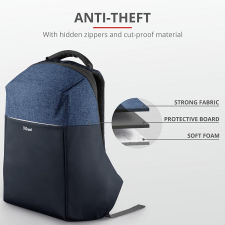 Rucsac Trust Nox Anti-theft Backpack 16" Blue - Img 3