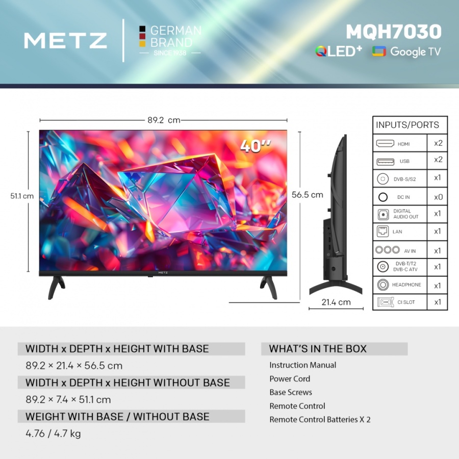 Televizor METZ QLED 40MQH7030Z, 100 cm, Smart Google TV, FHD - Img 4