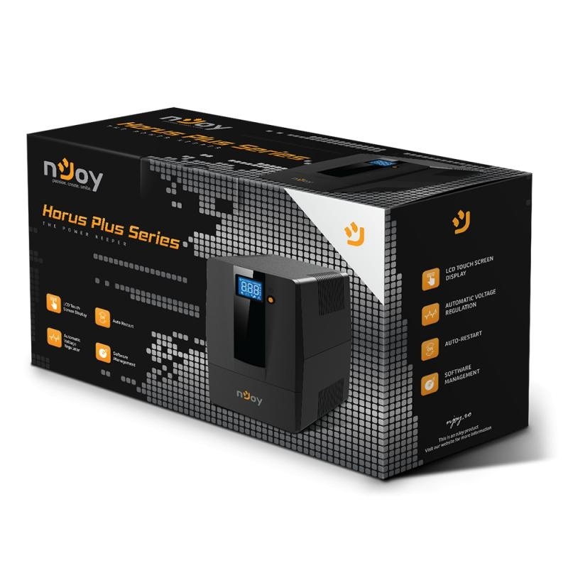 UPS nJoy Horus Plus 800, 800VA/480W, Afisaj LCD cu ecran tactil,2 Prize Schuko cu Protectie, Repornire Automata, RJ11 protectie pentru linia de telefon/modem, Posibilitatea de monitorizare si control prin USB, LAN si internet, port de comunicare USB, - Img 4